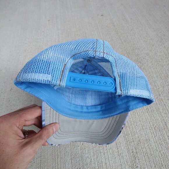 Vintage Y2K 'Von Dutch' powder blue plaid trucker cap - Picture 2 of 4